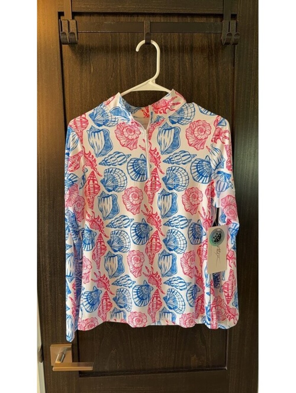 Gottex Women's Long Sleeve Golf and Tennis Shirt with Seashell Print Small 0244